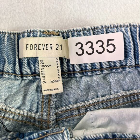 Forever 21 Jeans Women's Light Wash Wide Leg High Rise Exposed Buttons Elastic - Picture 10 of 15